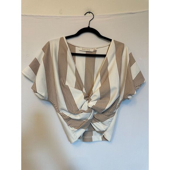 Anthropologie Bishop + Young Bishop + Young Twist-Front Top Sand Color Size XS - Picture 3 of 6